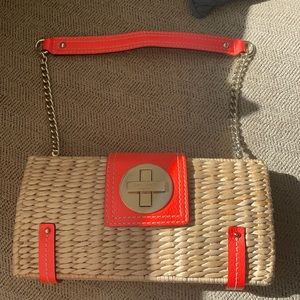 Kate Spade straw clutch/shoulder bag! Like new!